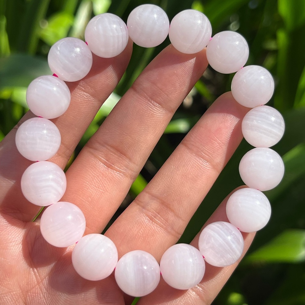 13mm Pink calcite stretchable bracelet